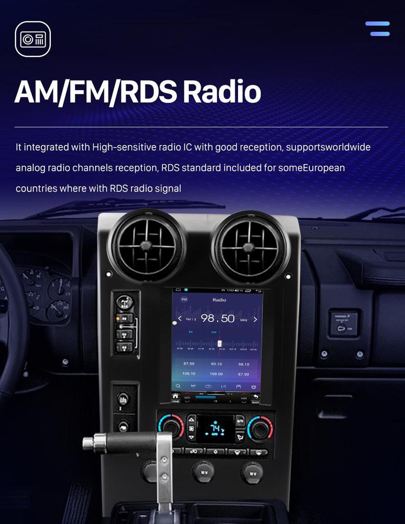 Bluetooth CarPlay & Android GPS Navigation Radio for 2004-2007 Hummer H2.