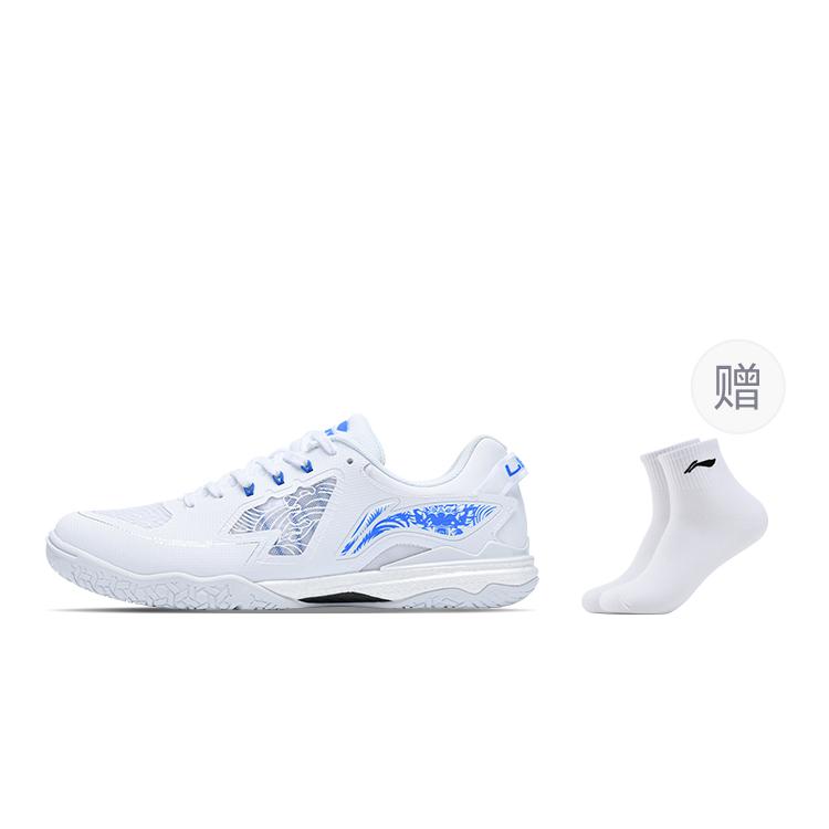 Li Ning Kirin 3.0 Cushioning, Wear Resistant Low top Table Tennis Shoes Unisex White Blue APPU029-1