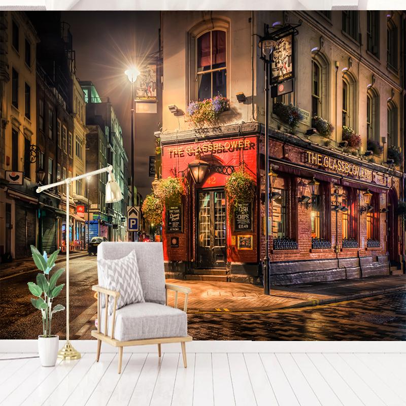 3D Wall Mural City Night View Wallpaper Bar Cafe Restaurant Backdrop Wall Decoration Fresco Papel De Parede 3D Paisagem