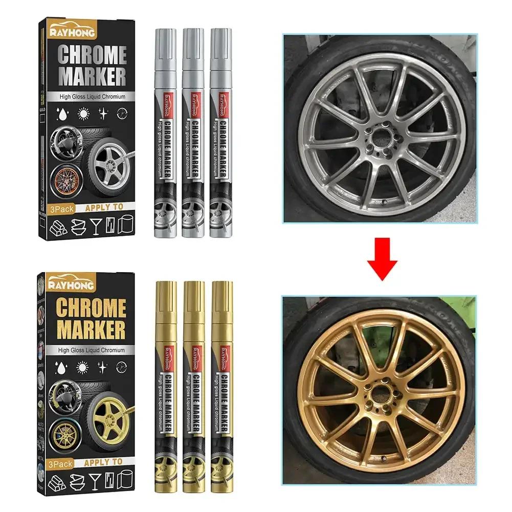 Chrome Marker Pen Car DIY Oily Paint Metallic Tyre Wheel Graffiti Tread Environmental Highlights Silver White Craftwork Amagi