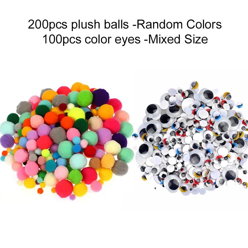 DIY Handicraft Materials Plush Stick / Pompoms / Wiggle Eyes Color Household Handicrafts Supplies Handmade Accessories TMZ