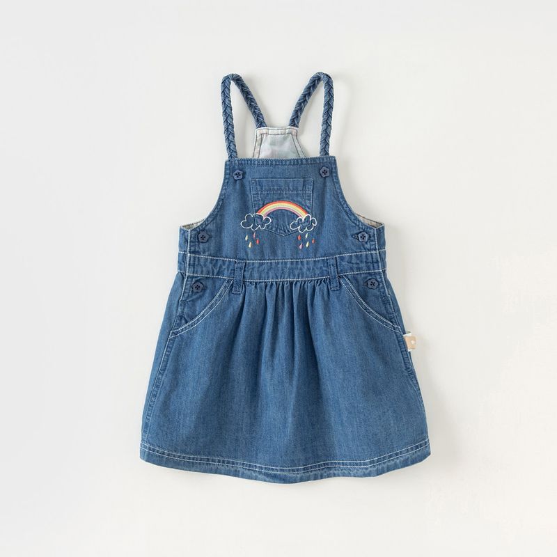 David Bella Children s Denim Suspender Skirt Spring Outfit for Girls Stylish Denim Skirt Baby Stylish Suspender Dress Children s Clothing Denim Blue [Ready Stock] 130