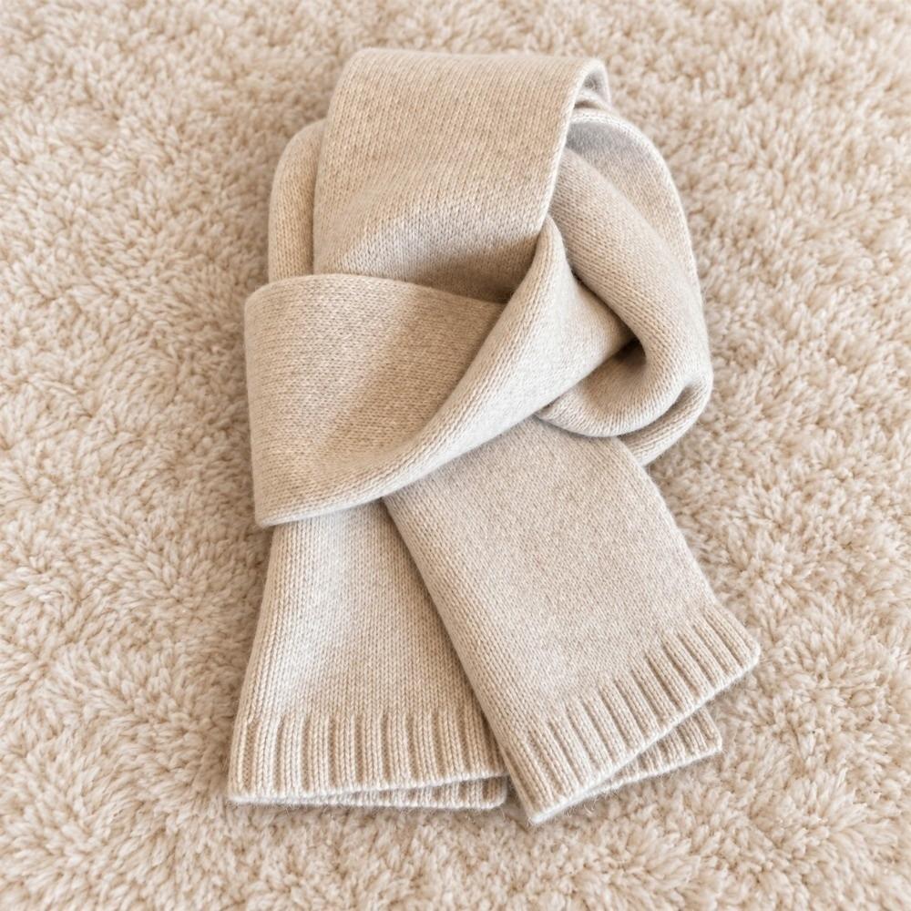 Solid Color Pure Wool Scarf Skin-Friendly Neck Warmer Wrap Wool Knitted Scarf  Autumn Winter