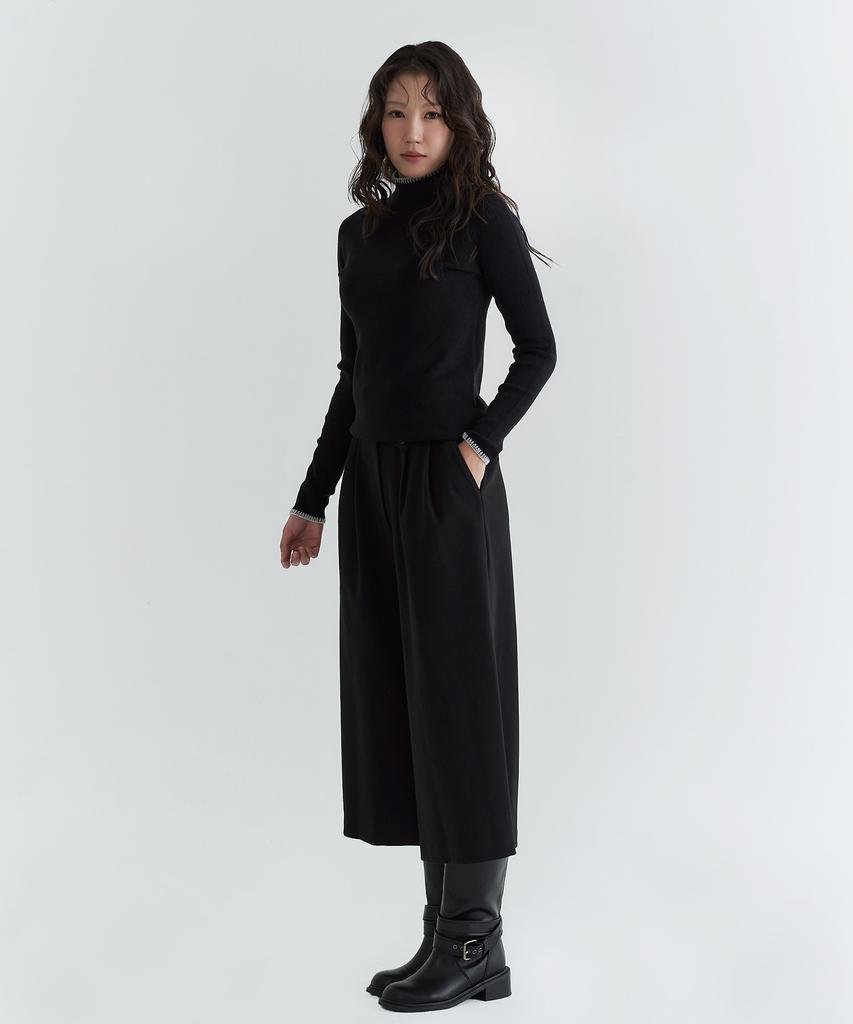 Peulleio Wholegarment Mock Neck Knit _ Black