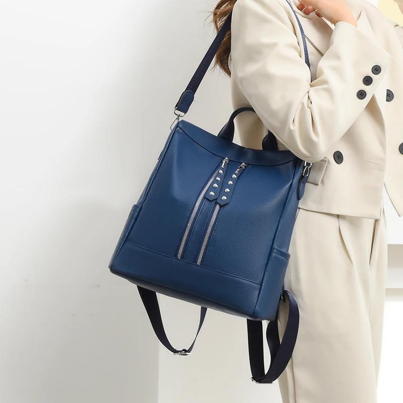 Casual Large Capacity PU Backpacks for Women Internal Compartment Solid Softback Bags Internal Zippered Pocket