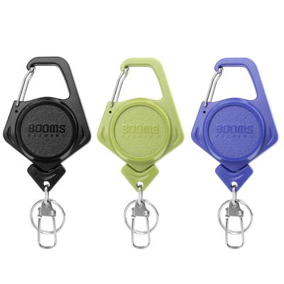 Booms Fishing XW80 Reel Keychain with Set of 3 Key Extendable Reel Length Loss 3 Colors Carabiner, Reels, 70cm, Prevention, (Black, Green, Blue)