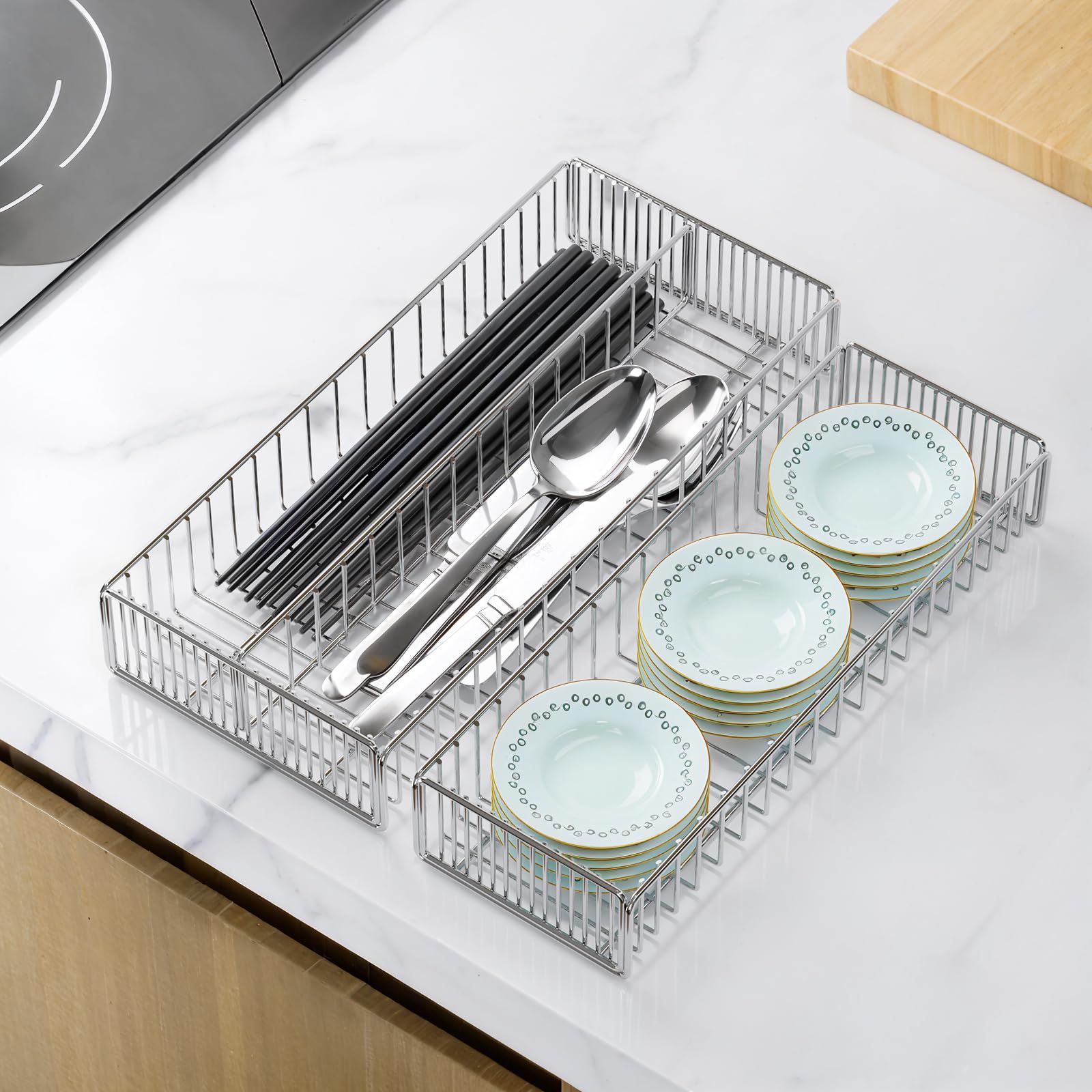 

Столовые приборы Toski Нержавеющая сталь Блюдо для палочек для еды Посудомоечная машина Блюдо Ржавчина Плесень Блюдо Кухня Классифицированное Эффективное Использование Легко Для Коммерческого Дома Набор для Ящика