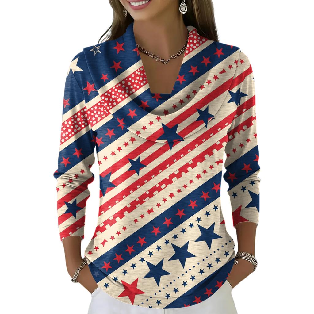 Women's Casual And Fashionable Round Neck Long Sleeved Printed Top Sweater