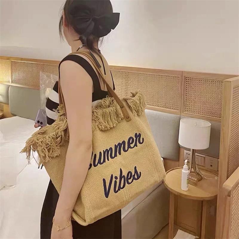 Yogodlns Canvas Women Handbags Large Tote Beach Shopping Bags Underarm Shoulder Bag For Female Casual Top-Handle Bags