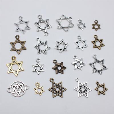 20pcs Hexagram Star Of David Charms Pendants For Bracelet Jewelry Making DIY Handmade Craft