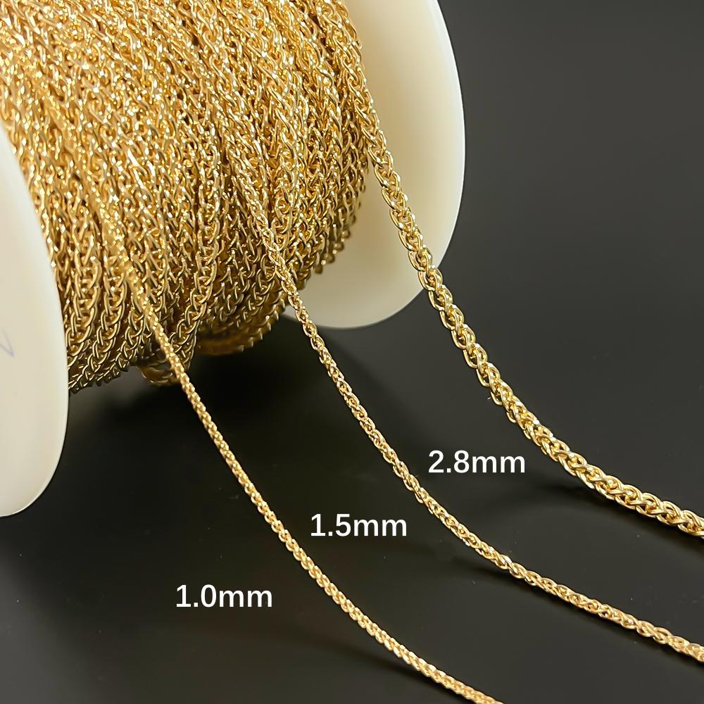 Fashion Wheat Chain 14k Bulk Spool for Jewelry Making Bracelet Necklace Gold Filled Rope Chain