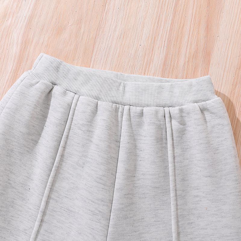 Girls' Spring Hoodie Set - Heart Long Sleeve Top & Pants, Plus Velvet, Casual Two-Piece Outfit for Medium to Large Children