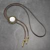 Retro Men's Bolo Tie with Resin Jade and Alloy Choker Cord