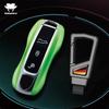 For Porsche Cayenne Coupe Panamera Taycan 911 971 9Ya Macan Boxste Carbon Fiber Car Key Fob Case Cover Keyless Chain Ring Holder