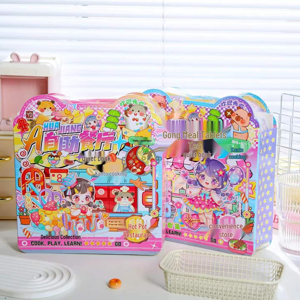 Ahua-chan Premium DIY 3D Restaurant Quiet Book for Girls - Educational Puzzle & Simulation Management