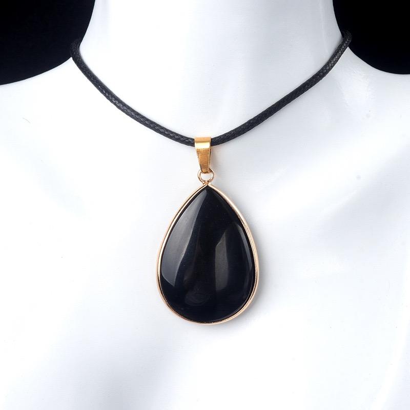 Factory Price High Quality Crystal Stone Water Drop Pendant Amethyst Tiger Eye for DIY Necklaces Jewelry Making