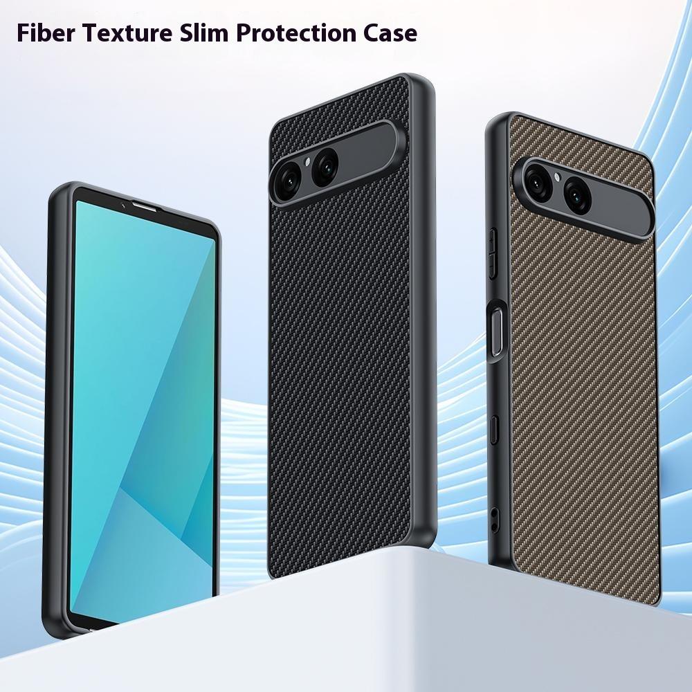 For Sony Xperia 10 VII Case Leather + PC Hard Phone Cover Carbon Fiber Texture