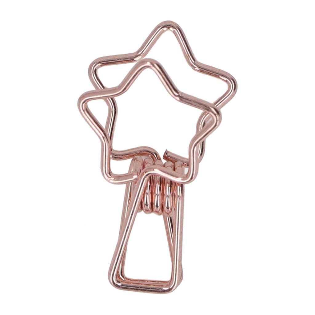 100pcs Star Binder Clips Cute Cartoon Hollow Strong Clamping Force Sturdy Metal Paper Clamps for
