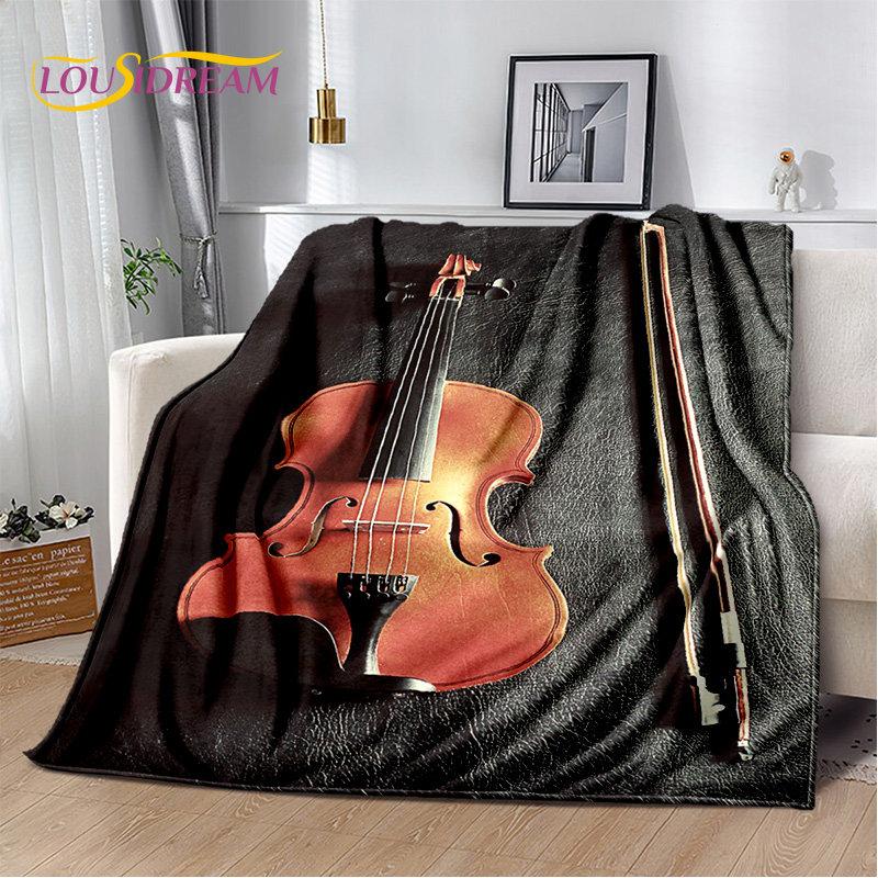 Coperta Morbida in Peluche Strumento Violino Classico Musica, Coperta in Flanella Coperta da Lancio per Soggiorno Camera da Letto Letto Divano Copertura da Picnic