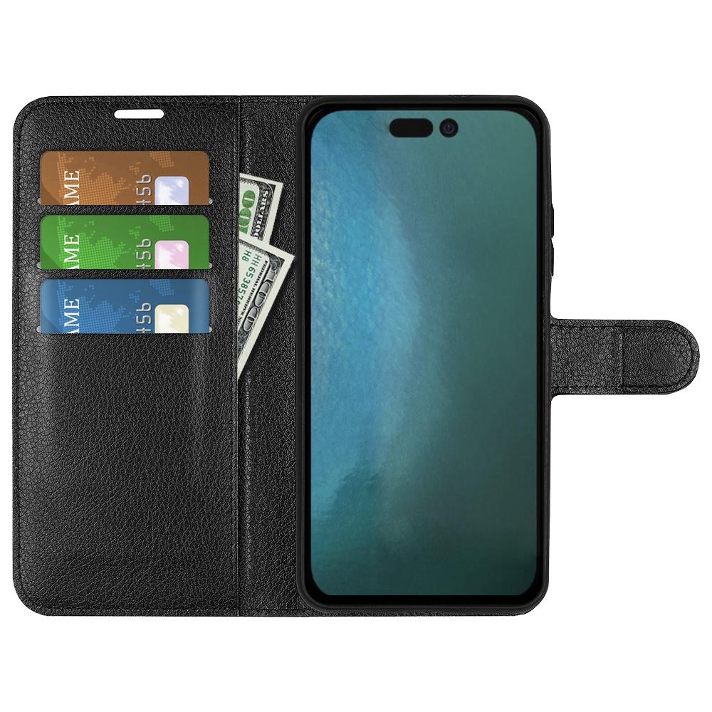 

For iPhone 14 Plus 6.7 inch Litchi Texture PU Leather Collision Resistant Stand Flip Cover Full Protective Wallet Phone Case Black
