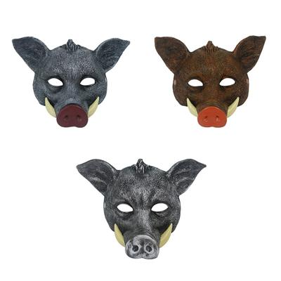 Dospělý halloweenská karnevalová maškaráda Pu Foam Boar Mask Man Brown Boar Mask