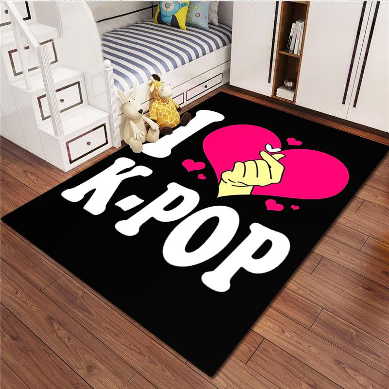 1Pc K Pop Print Rug - Home Decoration Carpet For Living Room Bedroom Flooring Computer Chair Area Rug