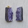 Beautiful Natural amethyst stone Slice Druzys Energy Healing  irregular Rectangle pendants for jewelry making Wholesale 6pcs/lot