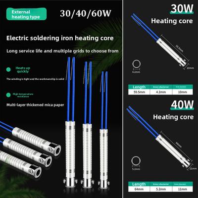 1/2/5pcs 220V 30W40W60W Electric Soldering Iron Core High Temperature Resistance 3 Sizes External Heating Element Replacement