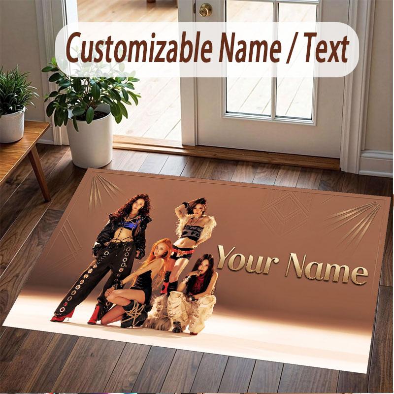 Custom Name Crystal Velvet Rug,aespa Comfortable Anti Slip Floor Mat For Room Decoration