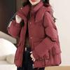 Palton la modă din bumbac pentru femei, cu glugă, pentru iarnă, croială lejeră și căldură îngroșată