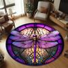 Dragonfly Stained Glass Carpet Mat Rug Home Decoration Living Room Bedroom Floor Decor Purple Style Non Slip Rugs