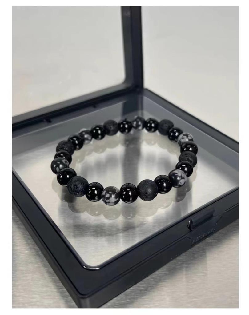 Obsidian Beaded Unique Bracelet Lightweight Handcrafted Jewelry For Men And Women