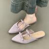 Gentle Fairy Bag Head Half Slippers Spring Fashion French Temperament Elegant Satin Bow Pointed Wedge Slippers