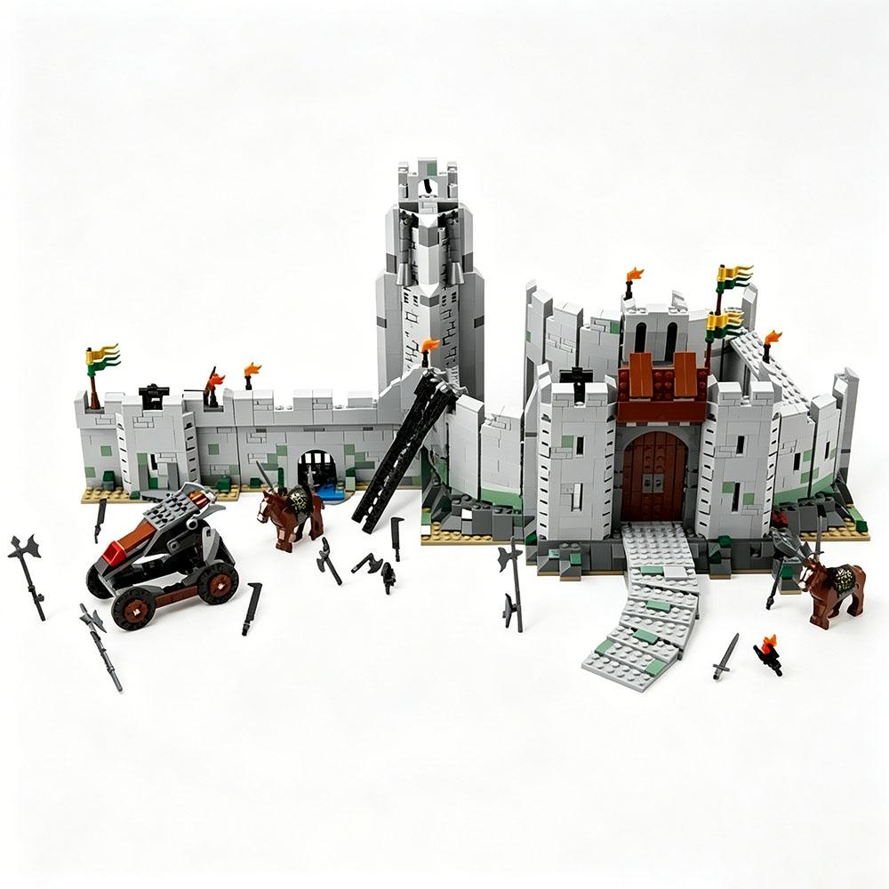 MOC 1368Pcs Rings Castle Knight The Battle of Helm Deep Castle Tower Model Building Blocks Bricks Festival Party Gifts