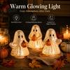 Cute Ghost Ornaments Light-Up Resin Figurine, Glowing Desktop Ornament, Warm Spooky Home Accents Light Halloween Statue for Bedroom Shelf Tabletop