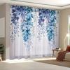 Set Of 2 All Season Wisteria Blue Vine Curtains Polyester Living Room Dining Bedroom Windows Doors Curtain Light Filtering For Sitting Made With Rod