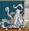 Octopus Seas Shower Curtains Bath Curtain 180*180cm Waterproof Bathroom Home Decor Washable Fabric Bathroom Screen With 12 Hooks