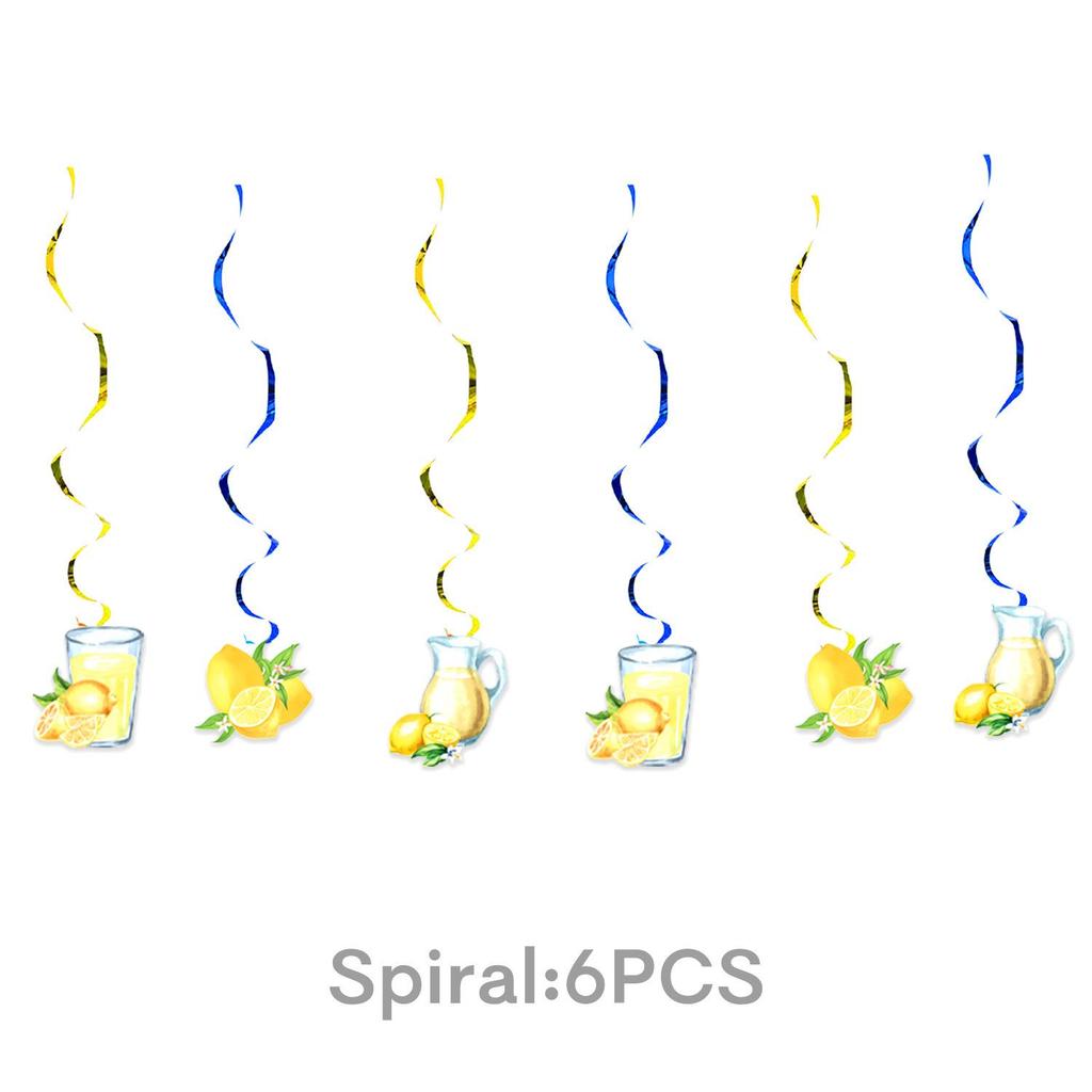 Retro Blue and White Porcelain Lemon-Themed Summer Party Tableware Set - Banner, Paper Plates, and Bunting Decorations