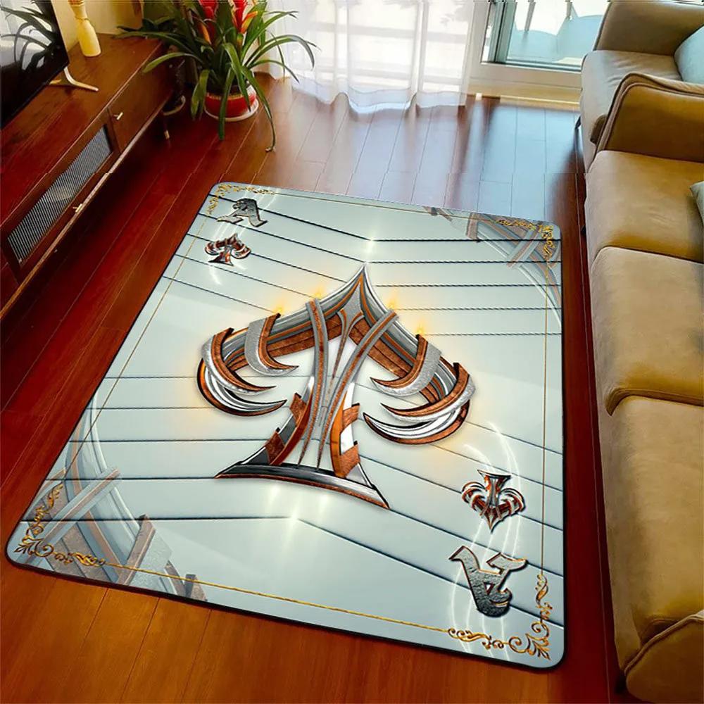 Moderne Malerei Pik Karte Poker Teppich Wohnzimmer Teppich Heimdeko Flur Fußmatte Rutschfest Küche Badezimmer Schlafzimmer Bodenmatte