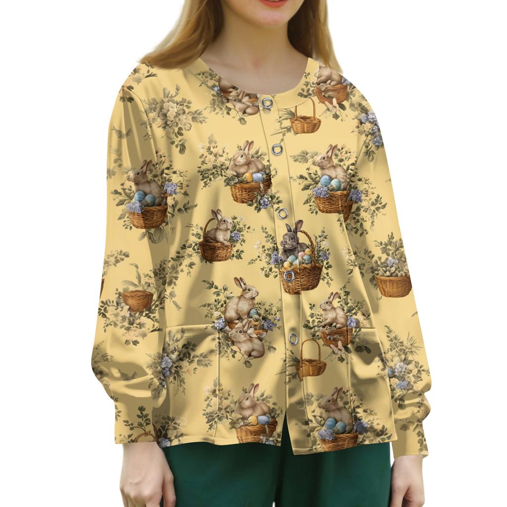 Women's Casual Long Sleeve Single Breasted Printed Dry- Top