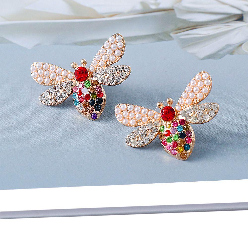 

Valentine s Day Women Jewelry Diamond Earrings for Girls Plated Silver Stud Earrings Bee Earrings