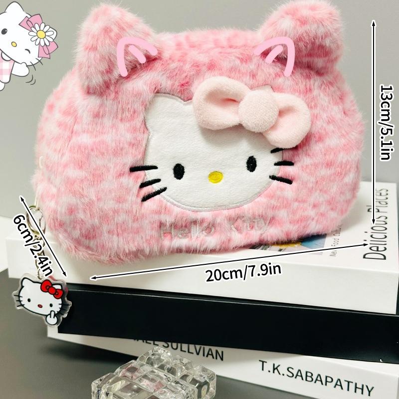 Hello Kitty Pencil Case Large Capacity Plush Pen Holder Hello Kitty Storage Bag Makeup Bag Cosmetics Pouch Desk Organizer Bag