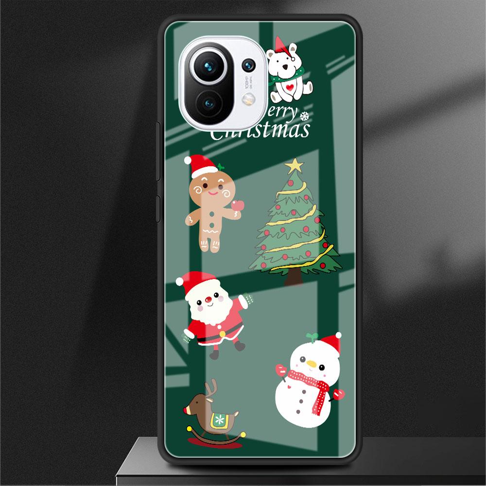 Skleněný kryt pro Xiaomi Poco X3 NFC 11 Lite 11T F3 M3 pro Redmi Note 11 10 9 8 Pro 10S 9S 9A 9C Kryt na telefon Sněhulák Vánoce