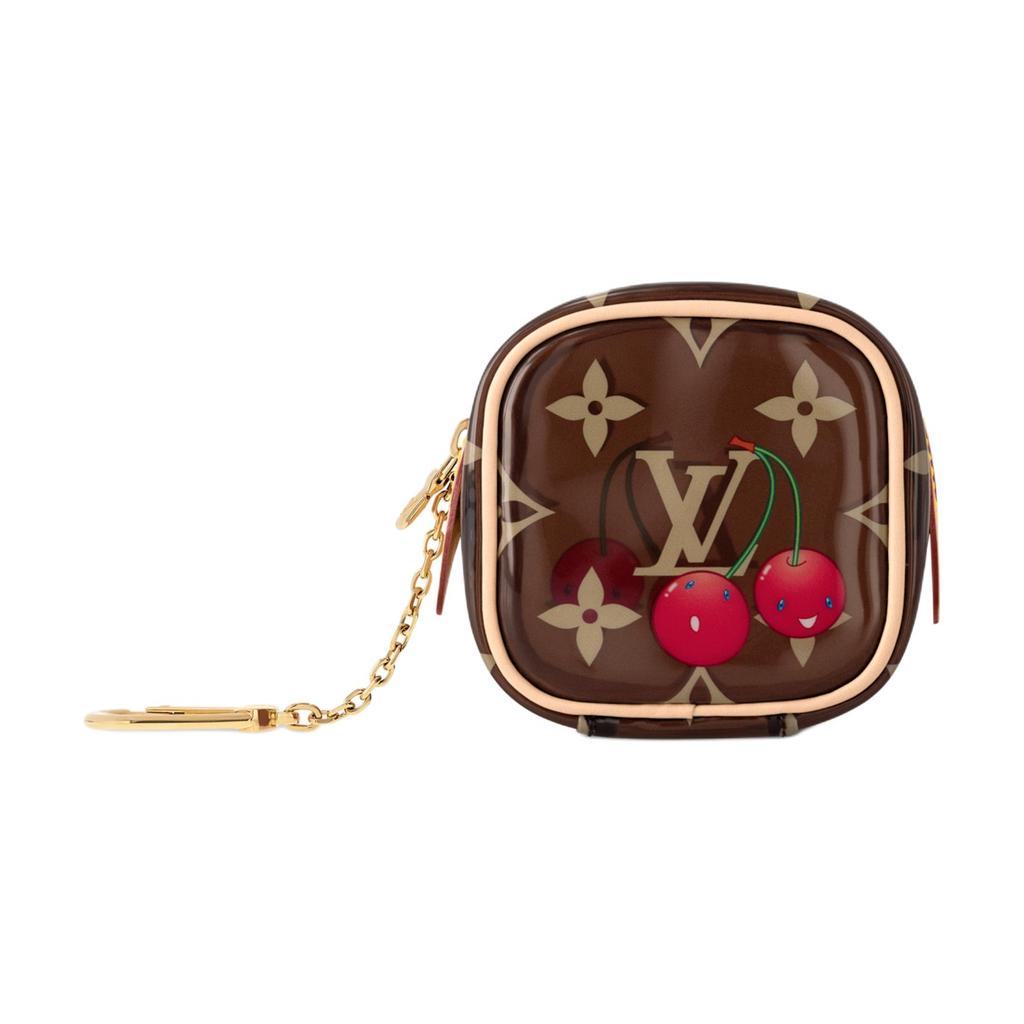 Louis Vuitton X Takashi Murakami Cube Monogram Cherry Print Faux Crystal Wallet Women Wallet Brown M14943