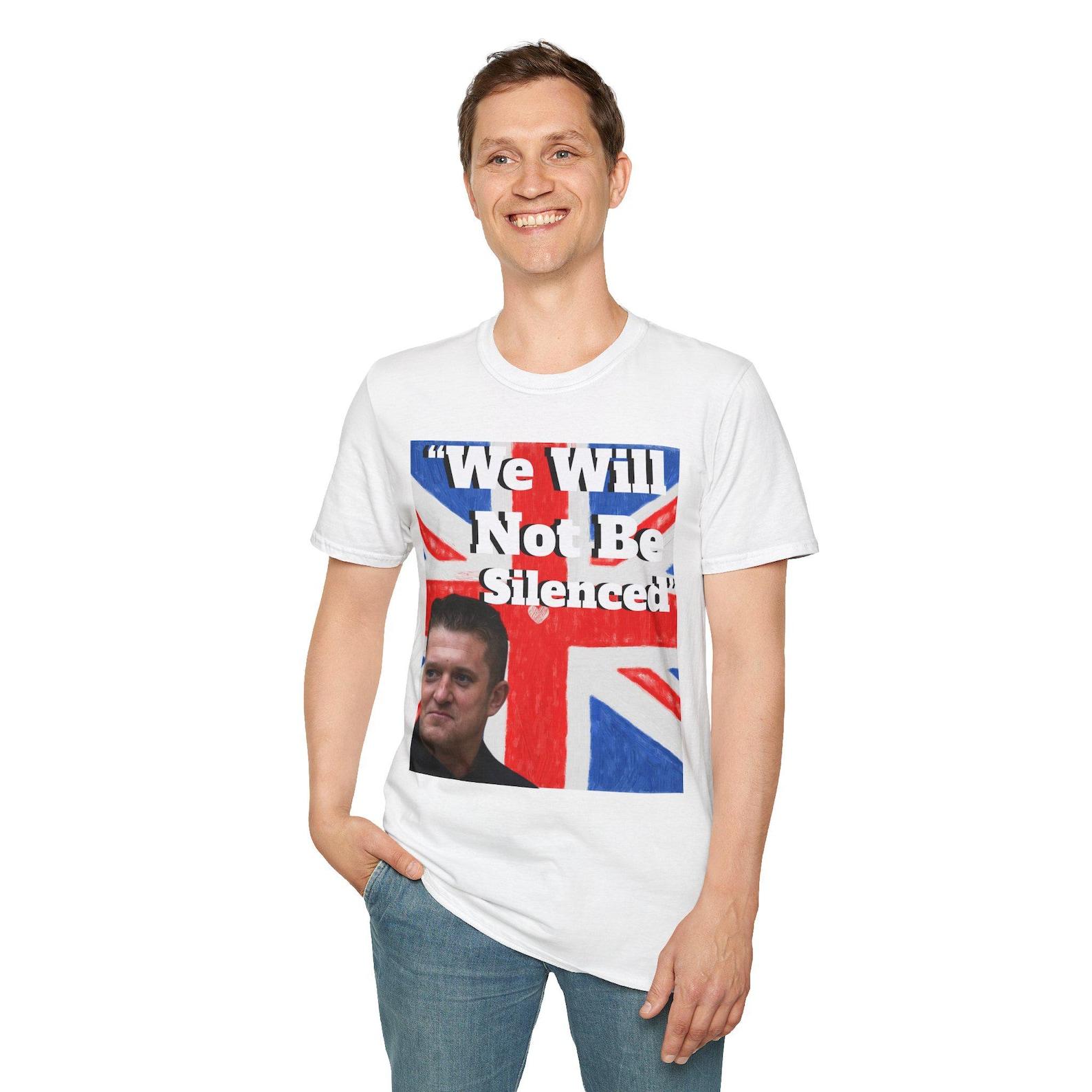 Tommy Robinson Protest TShirt, We Will Not Be Silenced Graphic Tee, Rally Shirt, Activism Apparel, Freedom of Speech Wear, 2XL