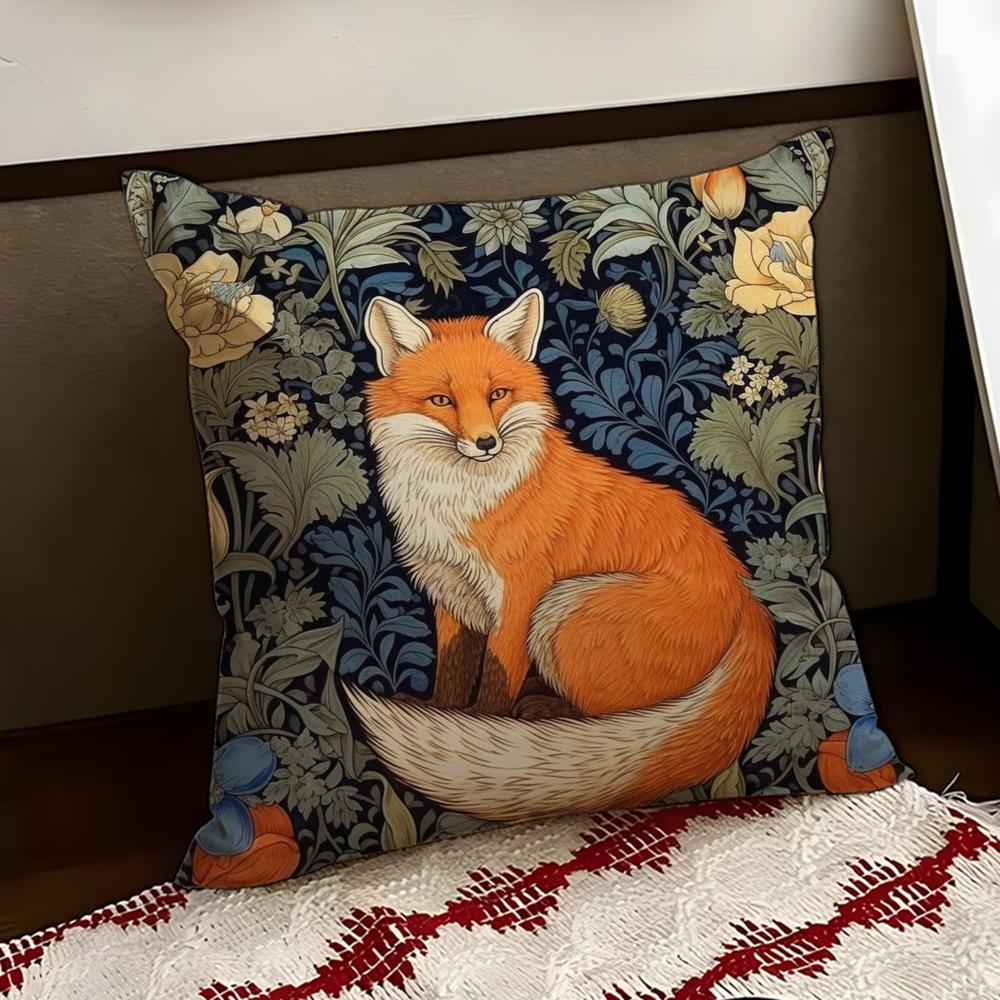 WWilliam MMorris Art Fox Cushion Cover Reversible Soft Durable Pillow Cover Home Car MultiScene Use for Daily Comfort