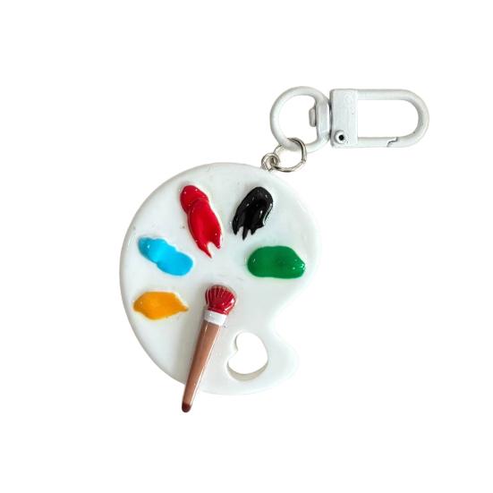 Keychain Pendant Artist Palette Brush Design Keychain Pendant with Metal Lobster Buckles Bags Keys Backpacks Keyring