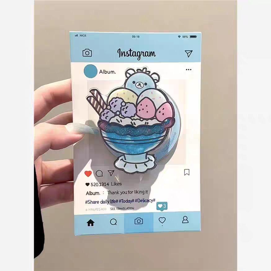 Cute Bear Ice Cube Magsafe Magnetic Phone Holder - Retractable, Foldable, Strong Airbag, for Women