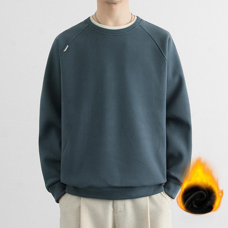 

Мужская футболка с двухсторонним немецким бархатным подкладом, осенне-зимняя однотонная толстовка большого размера со средним воротником 8XL