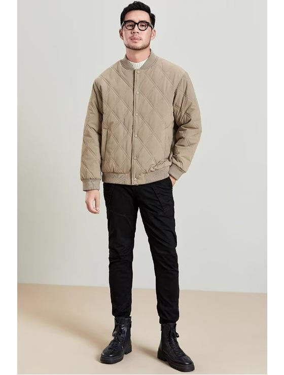 Giacca da Baseball Trapuntata in Cotone Trendy da Uomo 2025 - Cappotto Invernale Ispessito